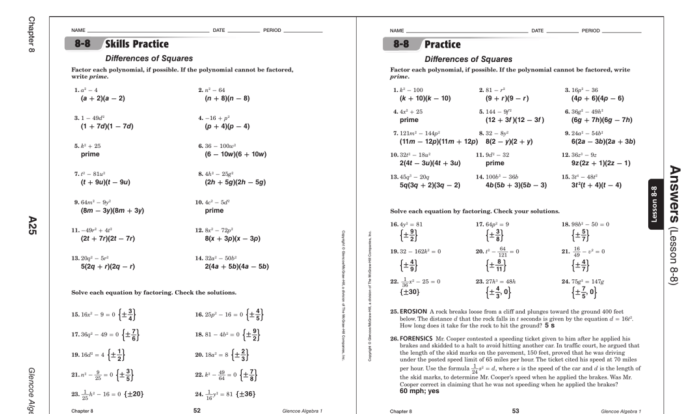 Mcgraw hill glencoe algebra 1 answer key