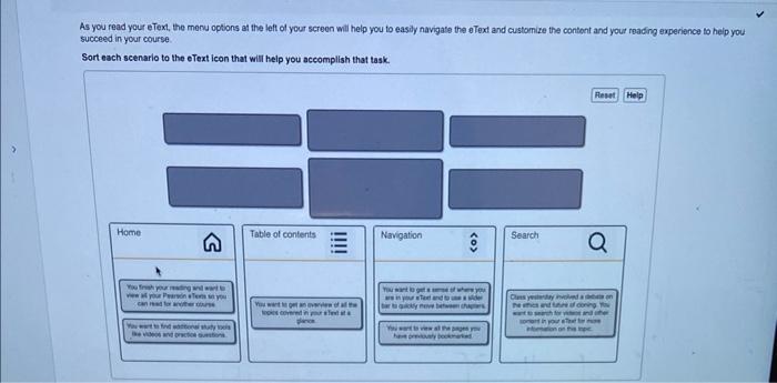 Sort each scenario to the etext icon quizlet