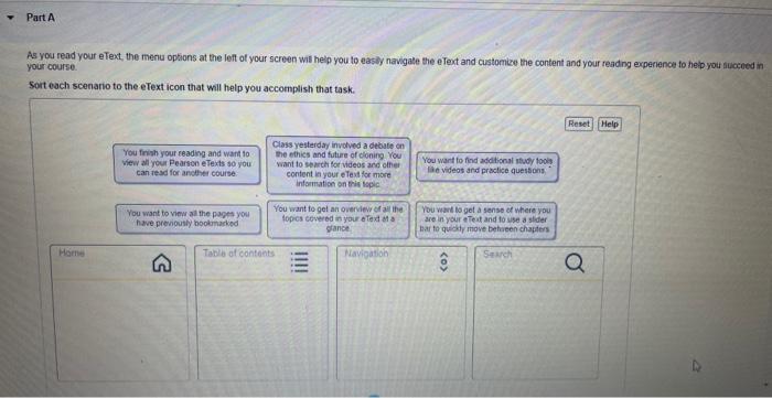 Sort each scenario to the etext icon quizlet