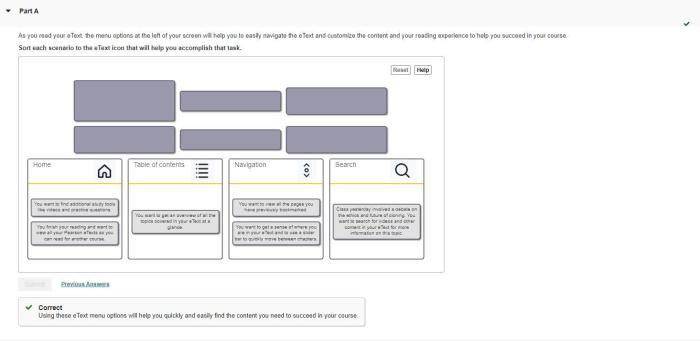 Sort each scenario to the etext icon quizlet