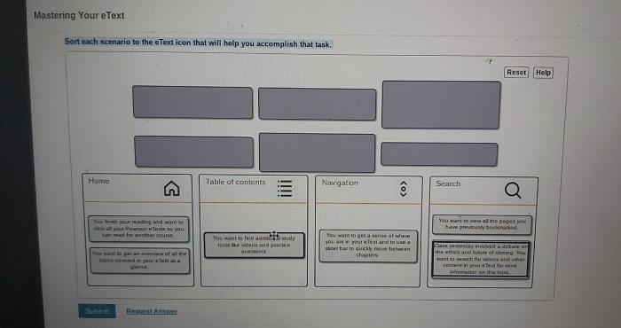 Sort each scenario to the etext icon quizlet